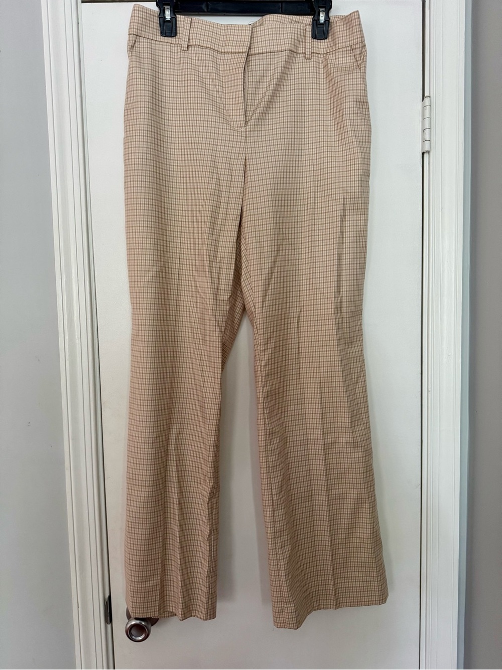 NWT Ann Taylor Jayne Classic Women's Beige Plaid Trousers Size 8